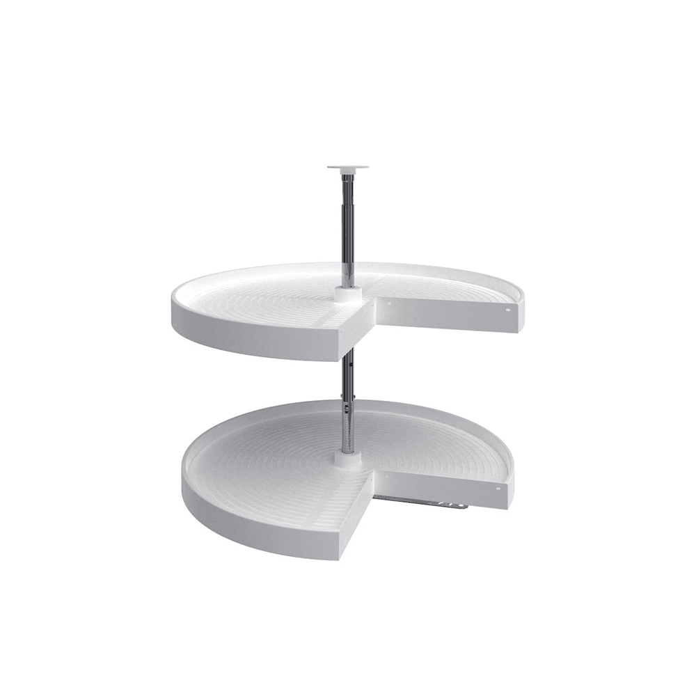 LD-2942 28" Pie-Cut 2 Tray Lazy Susan Set with Hardware, White