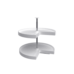 LD-2942 28" Pie-Cut 2 Tray Lazy Susan Set with Hardware, White