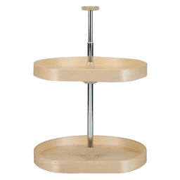4BW 20" D-Shape 2 Tray Wood Lazy Susan