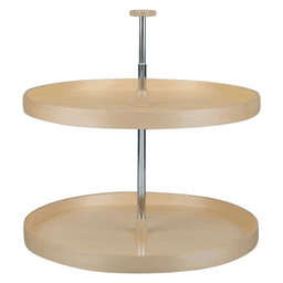 4BW 28" D-Shape 2 Tray Wood Lazy Susan