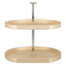 4BW 32" D-Shape 2 Tray Wood Lazy Susan