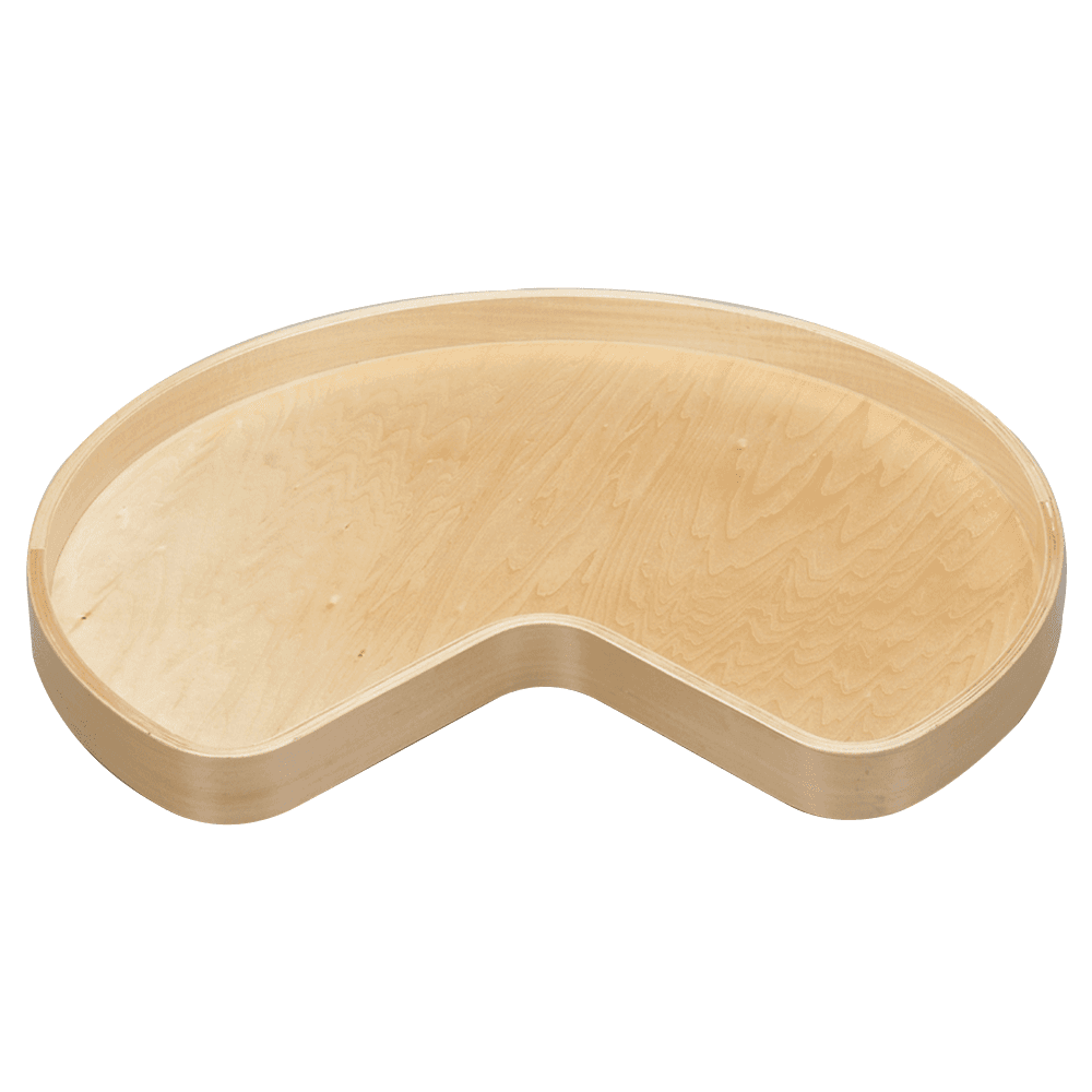 28" Kidney 1 Tray Wood Lazy Susan with Steel Swivel Bearing