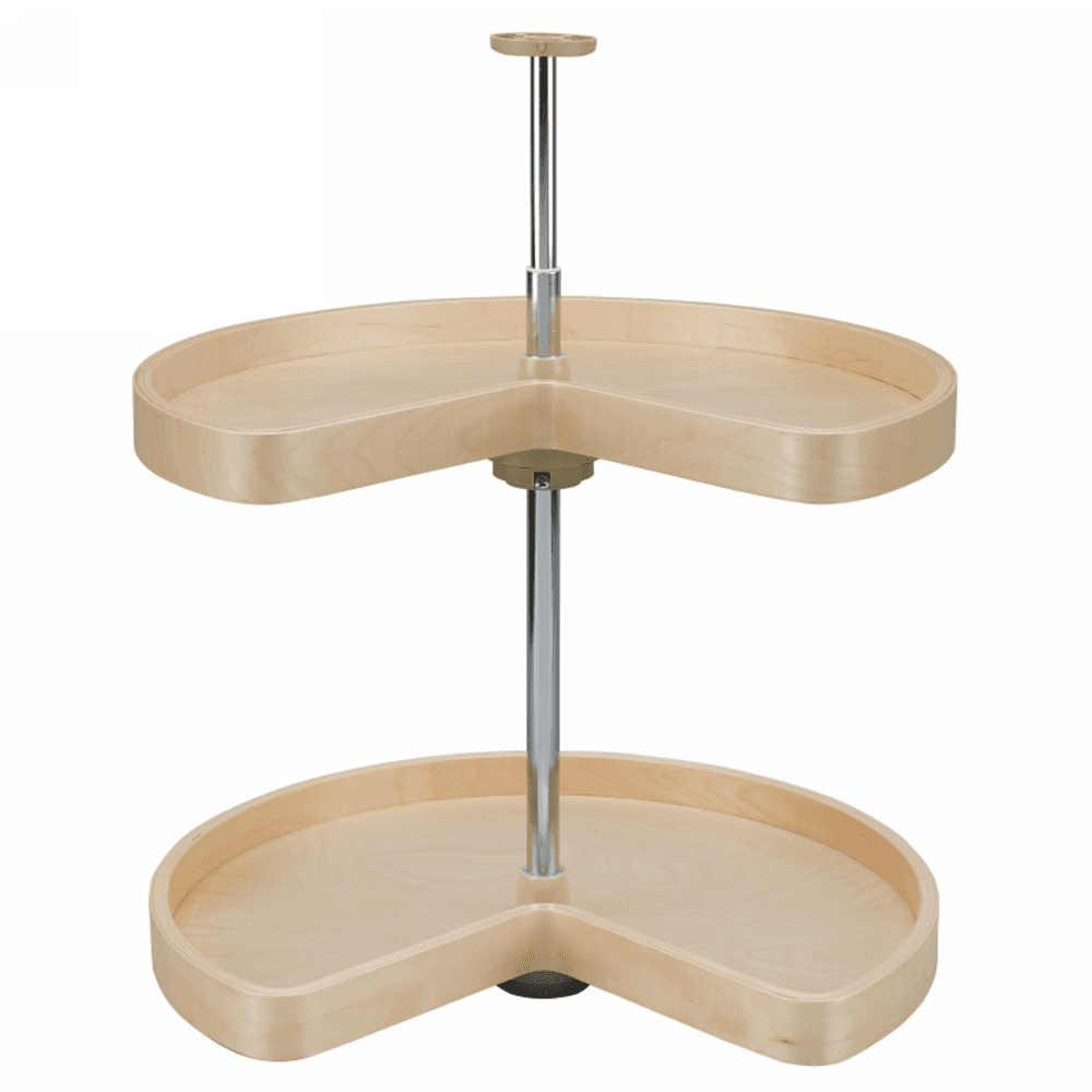 4BW 24" Kidney 2 Tray Wood Lazy Susan