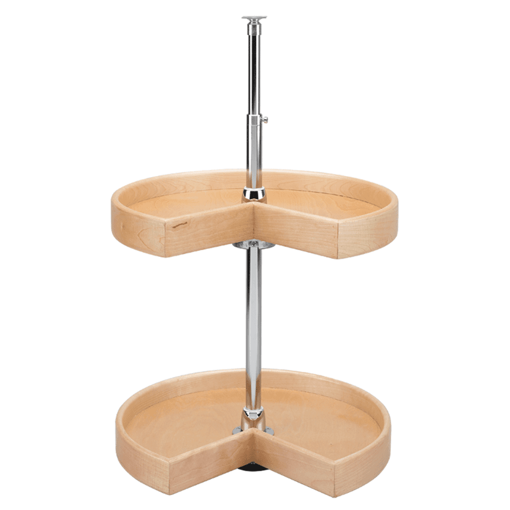 4NW 18" Kidney 2 Tray Wood Lazy Susan