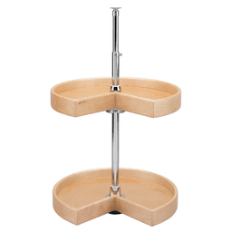 4NW 18" Kidney 2 Tray Wood Lazy Susan