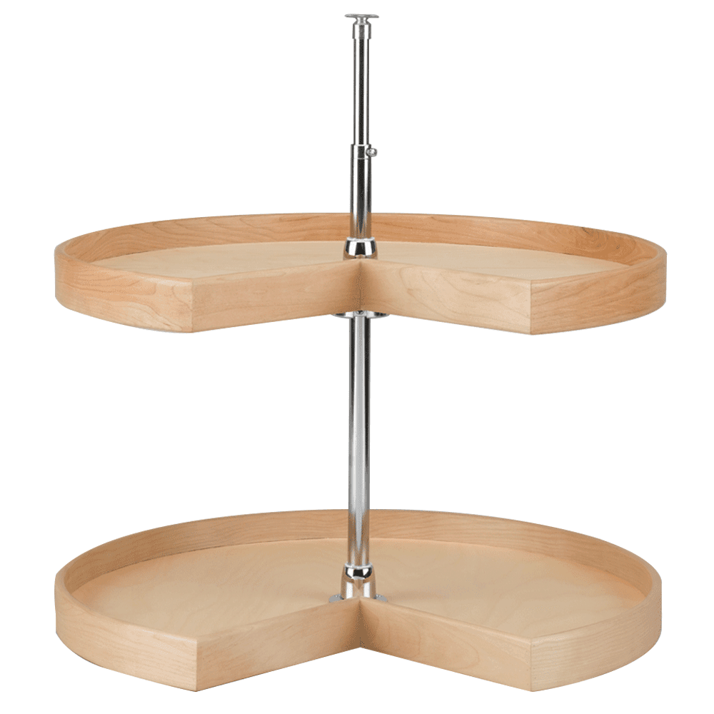 4NW 28" Kidney 2 Tray Wood Lazy Susan