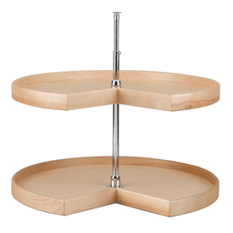 4NW 32" Kidney 2 Tray Wood Lazy Susan