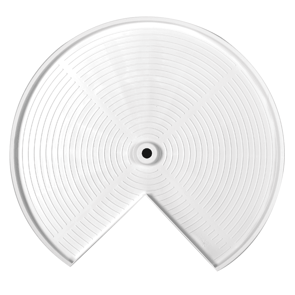 28" Pie Cut Lazy Susan Tray (No Hardware), White, Bulk (40 Trays)