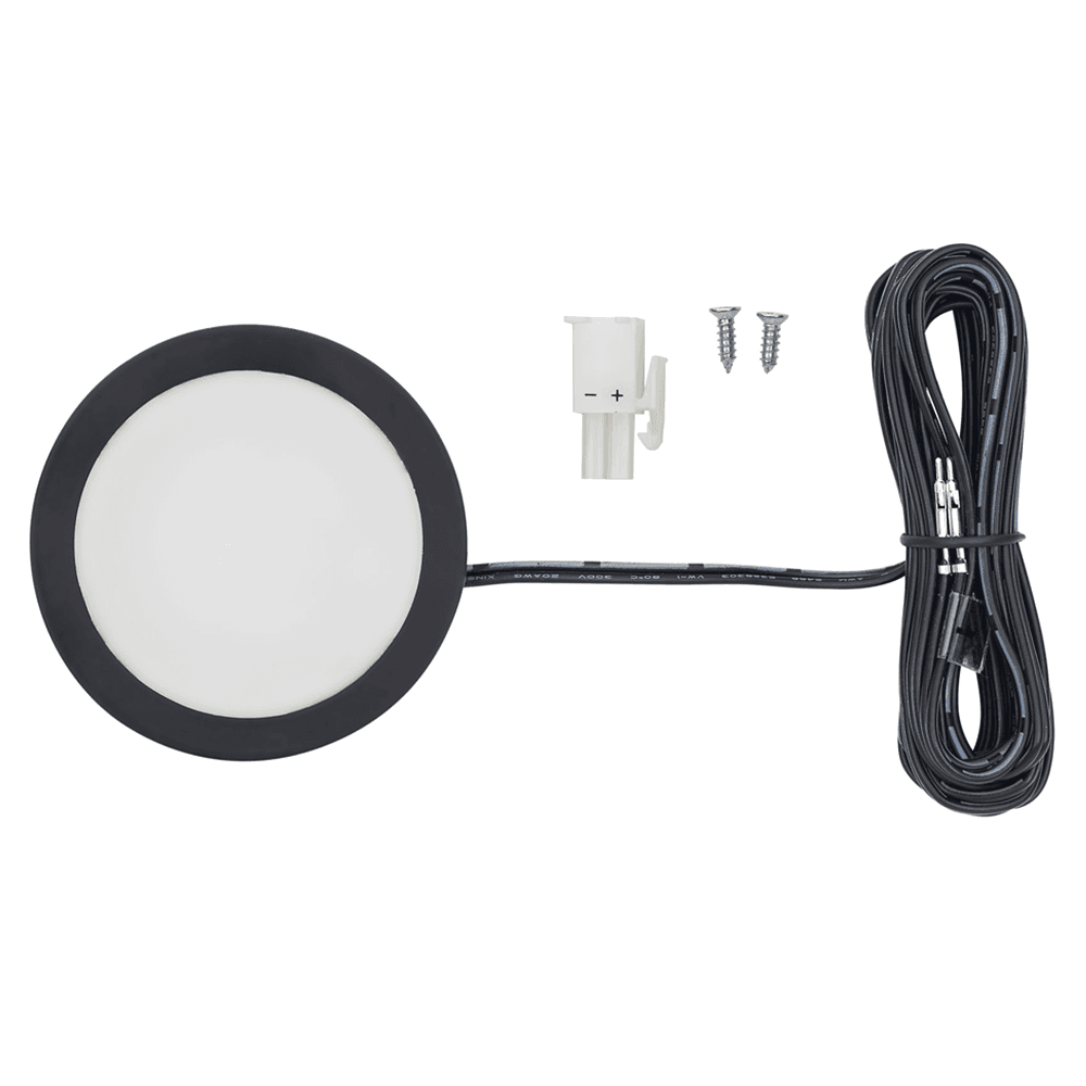 Power Pockit® LED 3W Cool White Puck Light, 2-1/2", Black