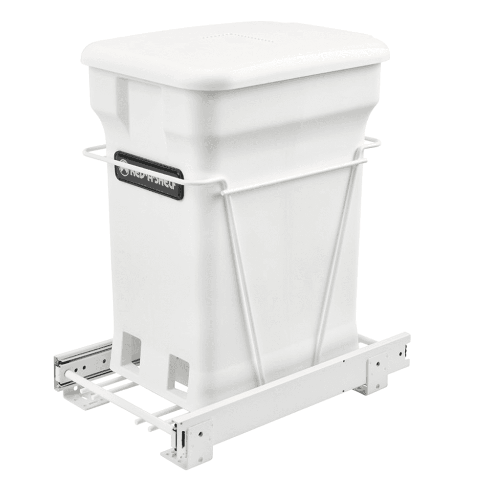 Single 24 QT Bottom-Mount Waste Container Pullout, White
