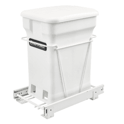 Single 24 QT Bottom-Mount Waste Container Pullout, White