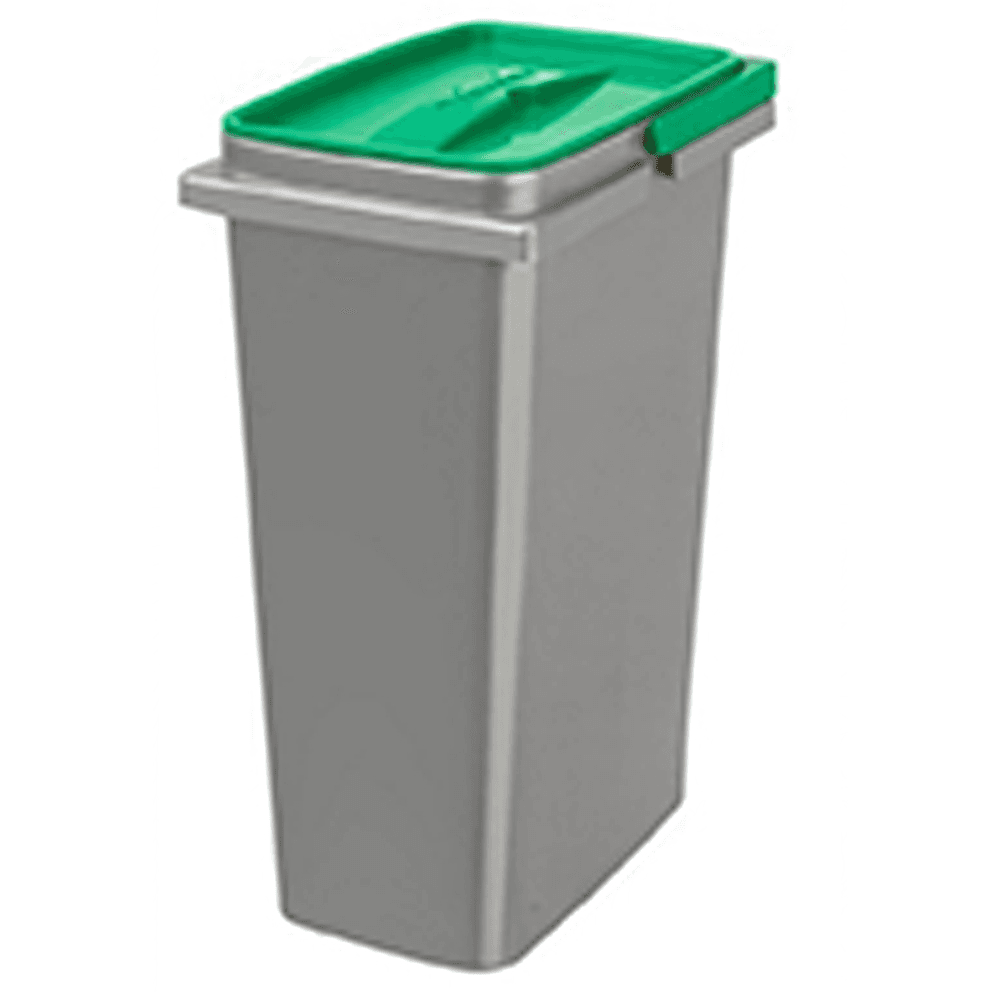 8 Liter Replacement Waste Bin with Green Lid/Handle, Silver/Green