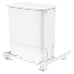 Single 20 QT Bottom-Mount Waste Container Pullout with Standard Closing Slides, White