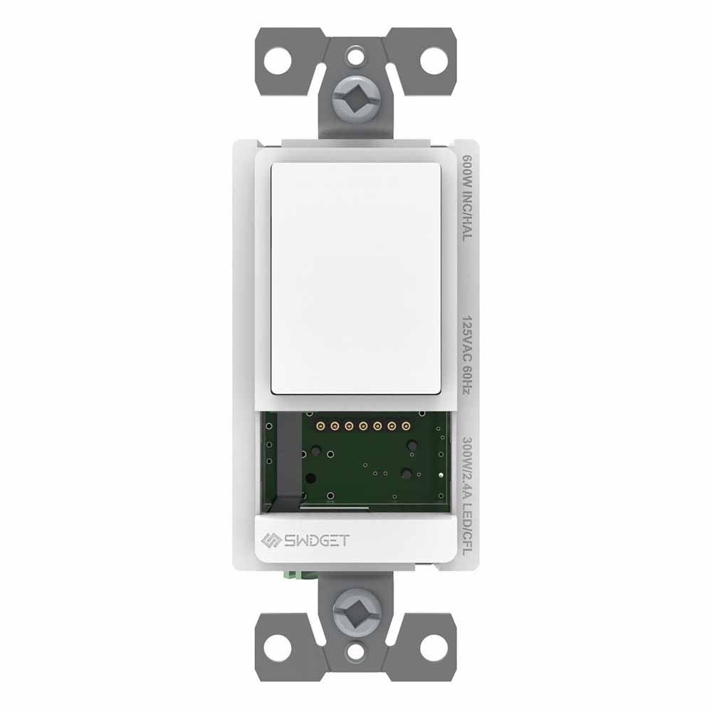 Swidget T921 120VAC 300W/600W On/Off Standard Switch without Insert, 2.8", White