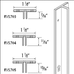 8' RV703 Heavy-Duty Recessed T-Standard, Satin Zinc Finish