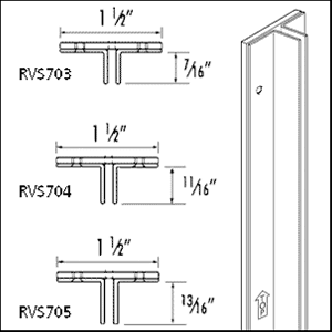 6' RV704 Heavy-Duty Recessed T-Standard, Satin Zinc Finish