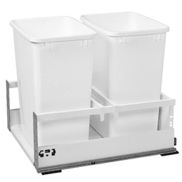 Double 35 QT Bottom-Mount Waste Container, BLUMOTION TANDEMBOX Soft-Closing for 18" Cabinet Opening, White