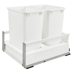 Double 35 QT Bottom-Mount Waste Container with BLUMOTION TANDEMBOX Servo Drive for 18" Cabinet Opening, White