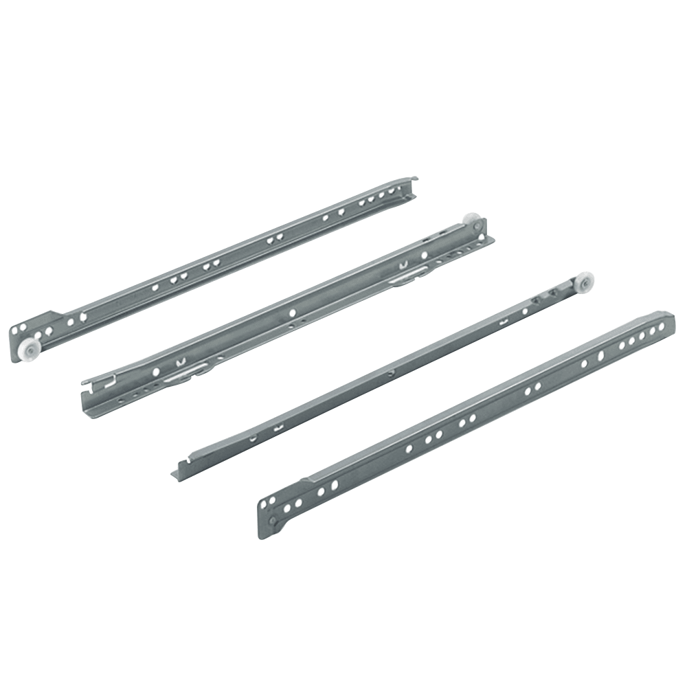 208 Epoxy Coated Euro Drawer Slide with 75lb Capacity, 3/4 Extension, Bottom-Mount, Self-Closing, White, 12, Bulk