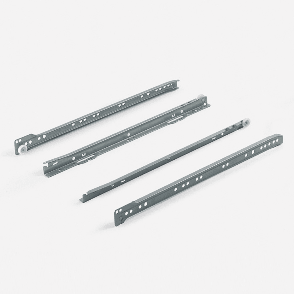 208 Epoxy Coated Euro Drawer Slide with 75lb Capacity, 3/4 Extension, Bottom-Mount, Self-Closing, White, 14, Bulk
