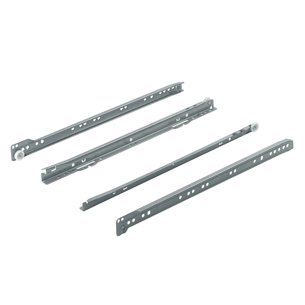 208 Epoxy Coated Euro Drawer Slide with 75lb Capacity, 3/4 Extension, Bottom-Mount, Self-Closing, White, 24", 25/Box