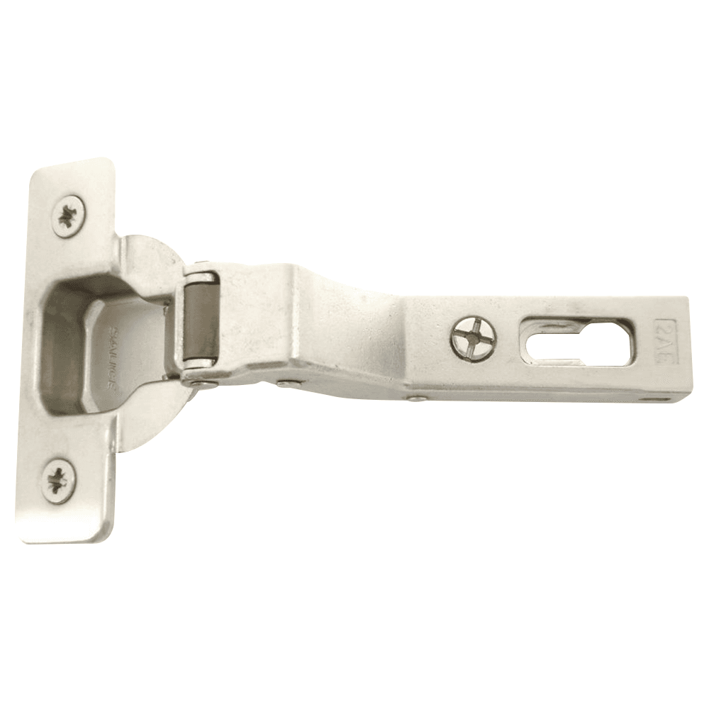 Series 200 +30° Angled Corner 94° Opening Hinge, Self-Closing, Nickel-Plated, Dowelled