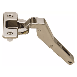 Series 200 +30° Angle Corner 94° Opening Hinge, Self-Closing, Overlay, Nickel-Plated, Dowelled
