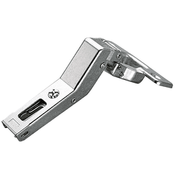 Series 200 +45° Angled Corner 94° Opening Hinge, Self-Closing, Overlay, Nickel-Plated, Dowelled