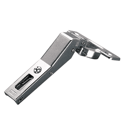 Series 200 AC +45° Angled Corner 94° Opening Hinge, Self-Closing, Overlay, Nickel-Plated, Dowelled