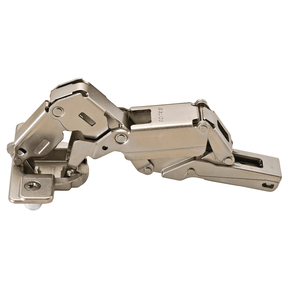 Series 200 155° Opening Zero Protrusion Hinge, 45mm Bore Pattern, Silentia+ Soft-Closing, Half Overlay, Nickel-Plated, Dowelled