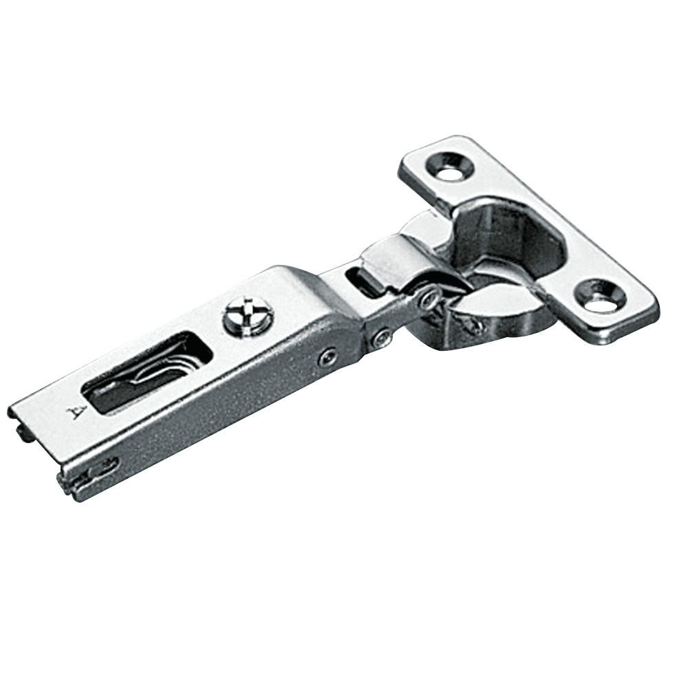 Series 400 94° Opening Mini Hinge, 38mm Bore Pattern, Self-Closing, Full Overlay, Nickel-Plated, Screw-On