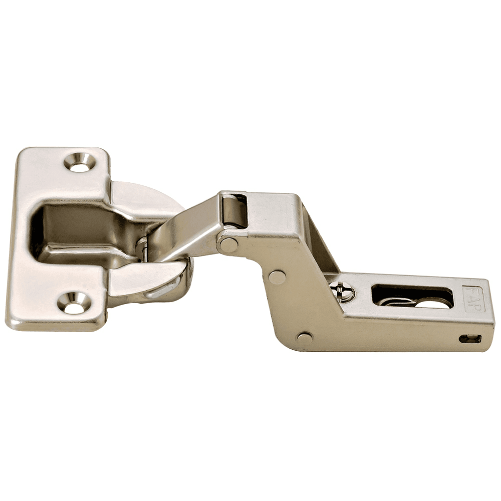 Series F 94° Opening Thick Door Hinge, 52mm Bore Pattern, Free-Swinging, Inset, Nickel-Plated, Screw-On
