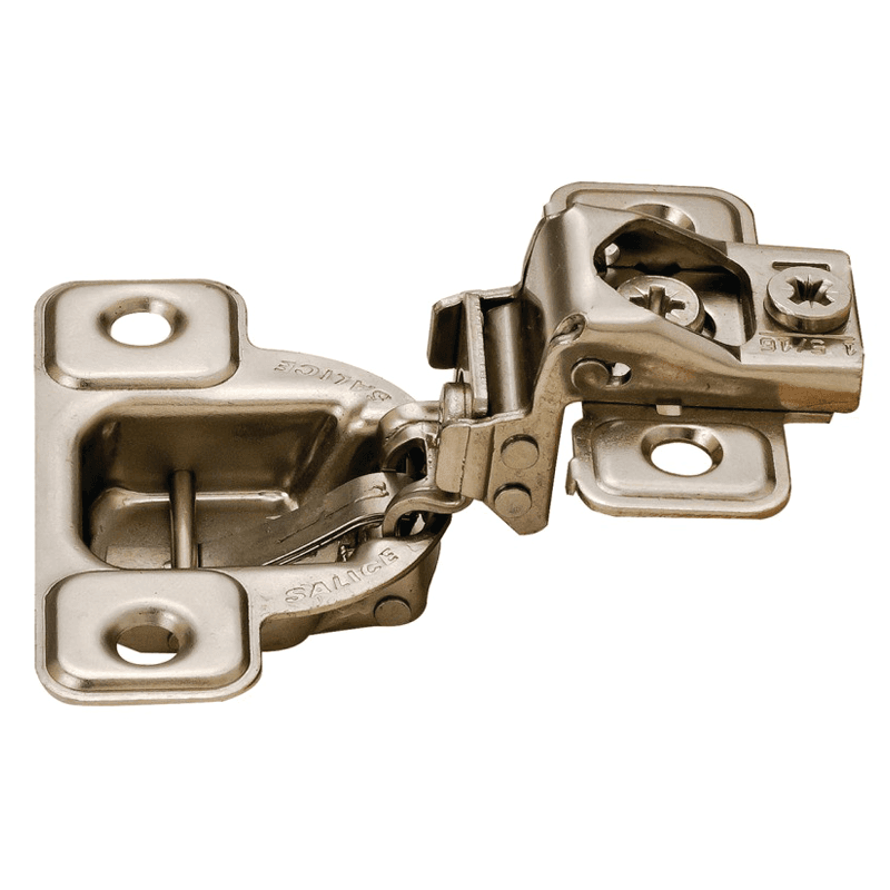 Excentra S 106° Opening Wrap-Around Face Frame Hinge, 45mm Boring Pattern, Self-Closing, 1" Overlay, Screw-On