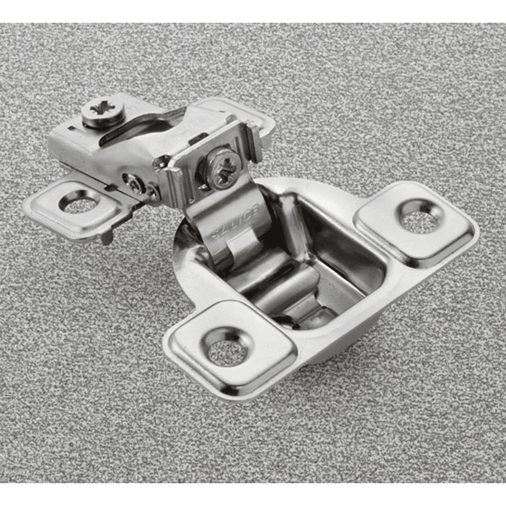 Series S 106° Opening Side-Mount Face Frame Hinge, 45mm Boring Pattern, Self-Closing, 9/16" Overlay, Screw-On