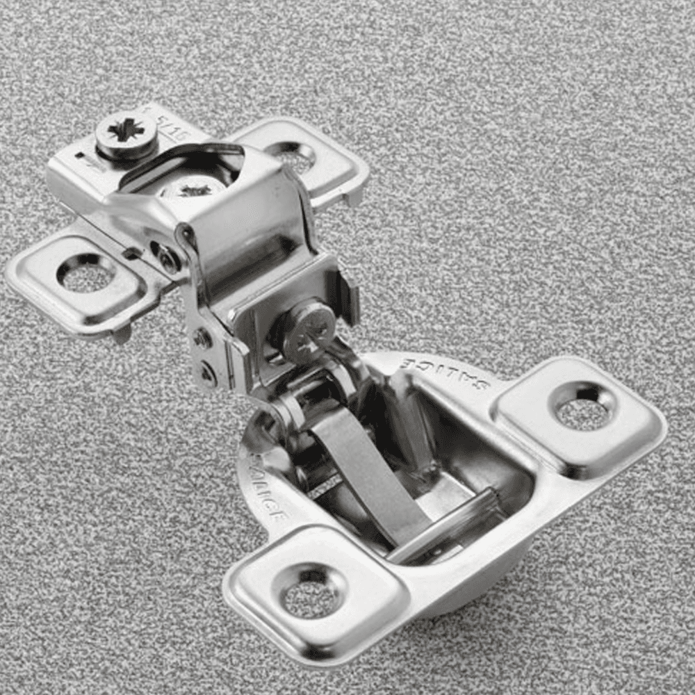 Series S 106° Opening Side-Mount Face Frame Hinge, 45mm Boring Pattern, Self-Closing, 1-5/16" Overlay, Screw-On