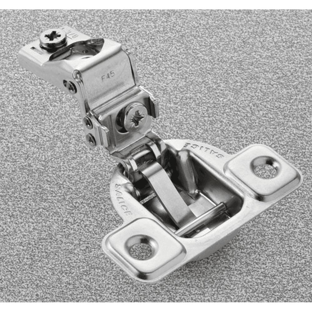 Excentra S 106° Opening Wrap-Around Face Frame Hinge, 45mm Boring Pattern, Self-Closing, 1-3/8" Overlay, Screw-On