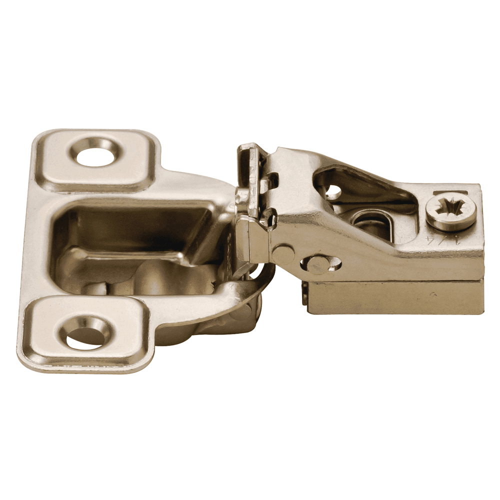 Excentra S 106° Opening Wrap-Around Face Frame Hinge, 45mm Boring Pattern, Self-Closing, 1/4" Overlay, Screw-On