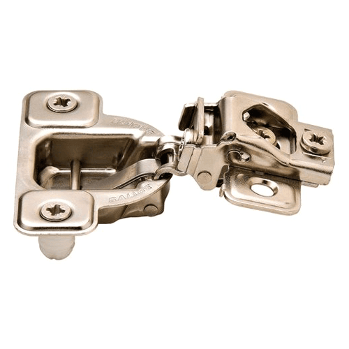Series S 106° Opening Side-Mount Face Frame Hinge, 45mm Boring Pattern, Self-Closing, 1" Overlay, Dowelled