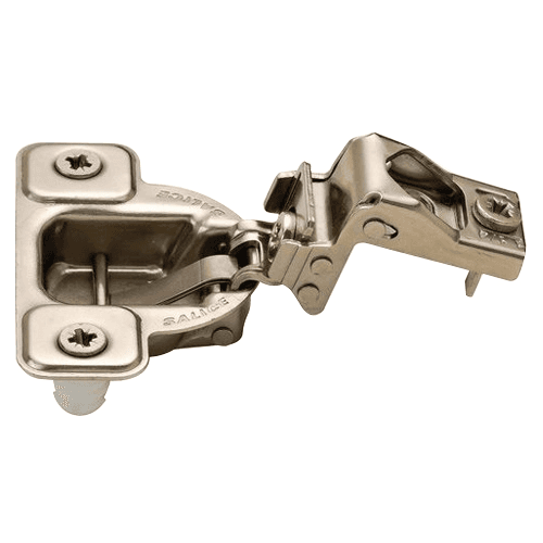 Excentra S 106° Opening Wrap-Around Face Frame Hinge, 45mm Boring Pattern, Self-Closing, 5/8" Overlay, Dowelled