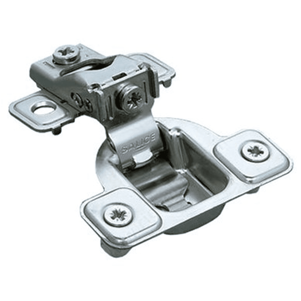 Excenthree S 106° Opening Side-Mount Face Frame Hinge, 45mm Boring Pattern, Self-Closing, 5/8" Overlay, Dowelled