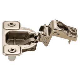 Excentra S 106° Opening Wrap-Around Face Frame Hinge, 45mm Boring Pattern, Self-Closing, 1/2" Overlay, Dowelled