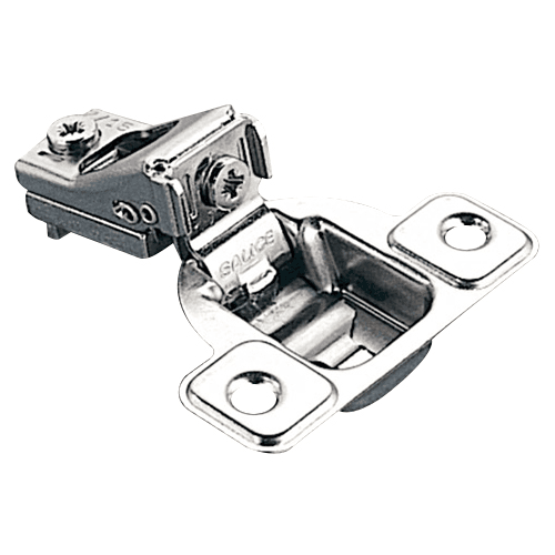 Excentra S 106° Opening Wrap-Around Face Frame Hinge, 42mm Boring Pattern, Self-Closing, 7/16" Overlay, Dowelled