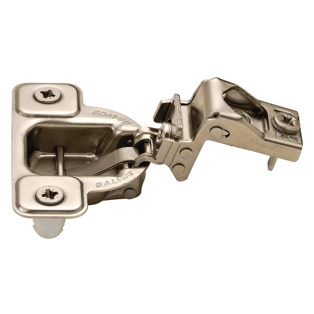 Excentra S 106° Opening Wrap-Around Face Frame Hinge, 45mm Boring Pattern, Self-Closing, 1-1/4" Overlay, Dowelled