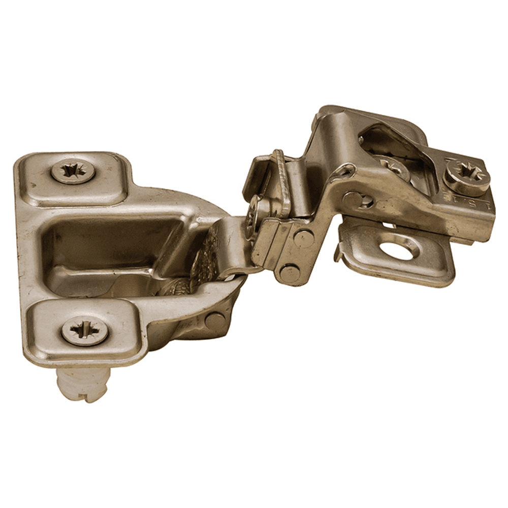 Series S 106° Opening Side-Mount Face Frame Hinge, 45mm Boring Pattern, Self-Closing, 1-5/16" Overlay, Dowelled