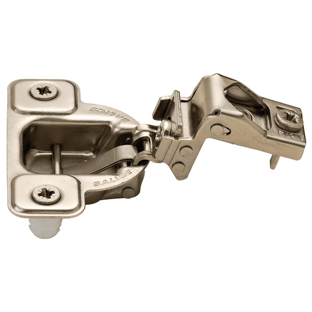 Excentra S 106° Opening Wrap-Around Face Frame Hinge, 45mm Boring Pattern, Self-Closing, 1-7/16" Overlay, Dowelled