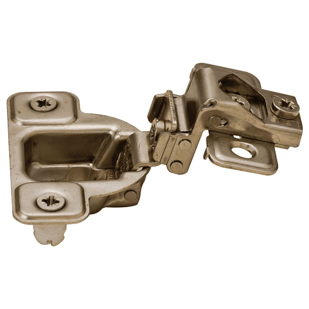 Series S 106° Opening Side-Mount Face Frame Hinge, 45mm Boring Pattern, Self-Closing, 1-7/16" Overlay, Dowelled
