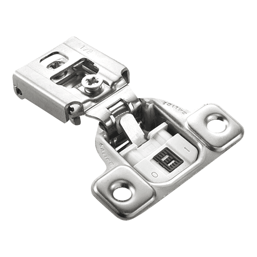 Excentra S 106° Opening Wrap-Around Face Frame Hinge, 45mm Boring Pattern, Silentia Soft-Closing, 1/2" Overlay, Screw-On