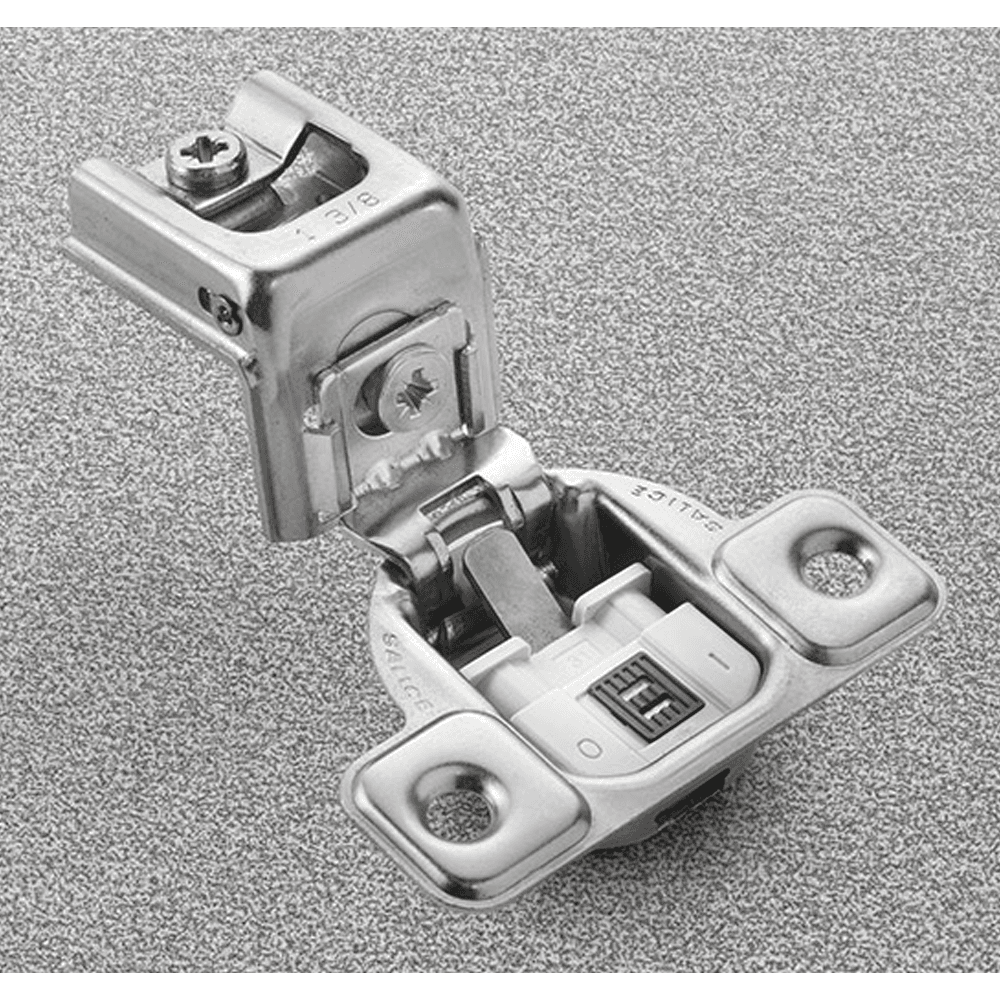 Series CU 106° Opening Wrap-Around Face Frame Hinge, 45mm Boring Pattern, Soft-Closing, 1-3/8" Overlay, Screw-On