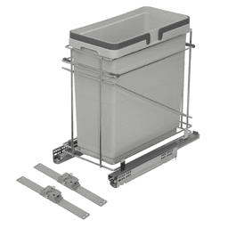 Single 35 QT Bottom-Mount Waste Container Pullout with Soft-Closing, Gray