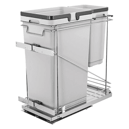 Double 50 QT/11 QT Bottom-Mount Waste Container Pullout with Adjustable Bracket, Gray